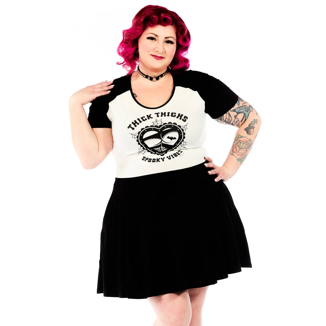 SOURPUSS SPOOKY VIBES RAGLAN SKATER DRESS