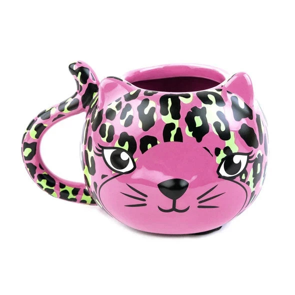 SOURPUSS PINK LEOPARD CAT MUG