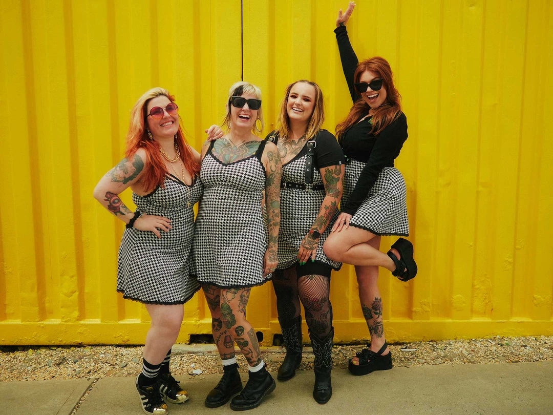 SOURPUSS HOUNDSTOOTH SLIP DRESS What's New