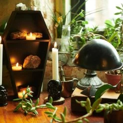 Haunted Homewares SOURPUSS SKULL CANDLESTICK HOLDERS BLACK