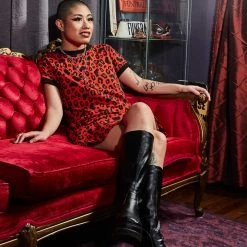 SOURPUSS BATTY LEOPARD RINGER TEE DRESS What's New