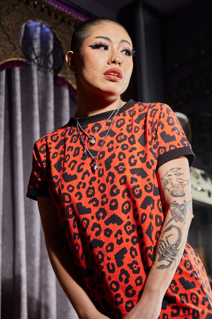 SOURPUSS BATTY LEOPARD RINGER TEE DRESS What's New