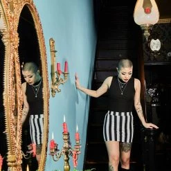 What's New SOURPUSS STRIPED MINI SKIRT BLK/WHT