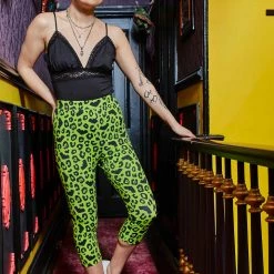 SOURPUSS BATTY LEOPARD KNIT CAPRIS