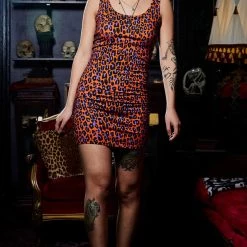 What's New SOURPUSS ORANGE LEOPARD TANK DRESS
