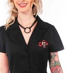 What's New SOURPUSS WINGED SKULL BUTTON DOWN DRESS