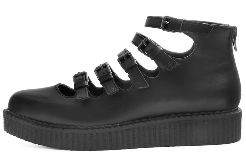 Footwear T.U.K. TUKSKIN MULTI STRAP POINTED MARY JANE CREEPER