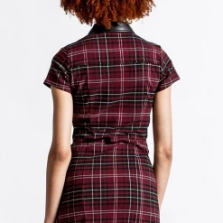 Apparel KILLSTAR ALL ATTITUDE CUT-OUT DRESS BLOOD TARTAN