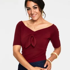 VOODOO VIXEN ANIKA BOW TOP BURGUNDY