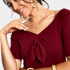 VOODOO VIXEN ANIKA BOW TOP BURGUNDY