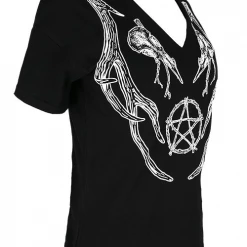 RESTYLE V NECK ANTLERS CHOKER TOP