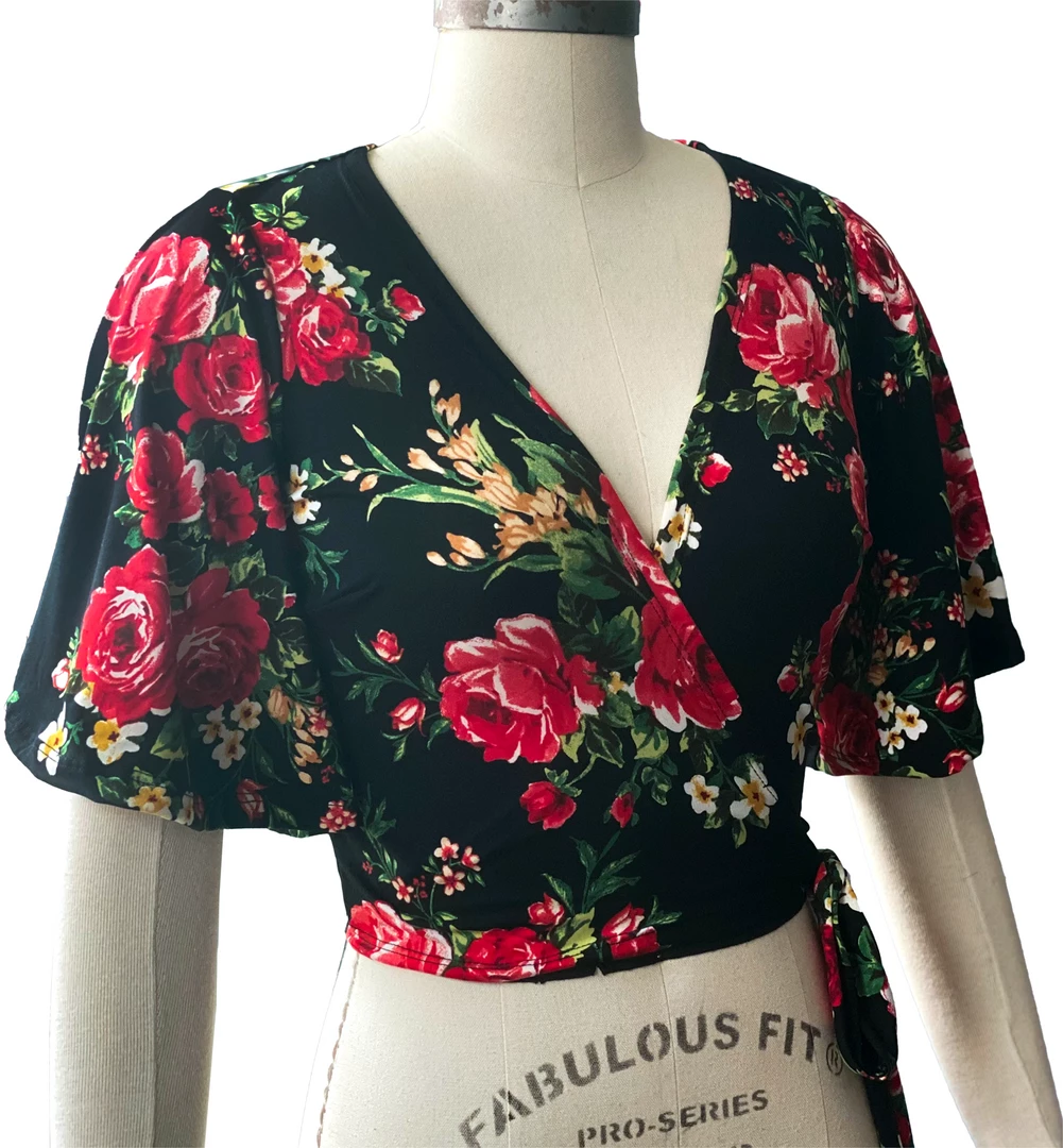 WAX POETIC AURORA WRAP TOP RED ROSE