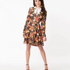SMAK PARLOUR AUTUMN FLORAL JET SETTER FIT & FLARE DRESS Shop Sour+Plus