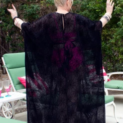 OBLONG BOX SHOP BLACK MAGIK SPIDERWEB LONG CAFTAN