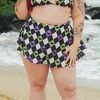 SOURPUSS BAT ARGYLE SWIM SKIRT