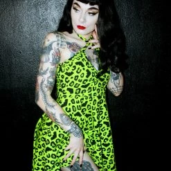 SOURPUSS BATTY LEOPARD HALTER DRESS What's New