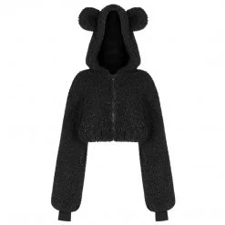 PunkRave PUNK RAVE BEAR EARS CROPPED DRAWSTRING JACKET