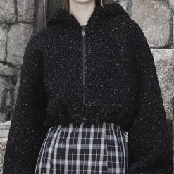 PunkRave PUNK RAVE BEAR EARS CROPPED DRAWSTRING JACKET