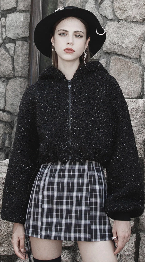 PunkRave PUNK RAVE BEAR EARS CROPPED DRAWSTRING JACKET