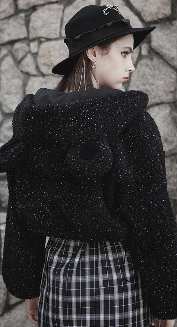 PunkRave PUNK RAVE BEAR EARS CROPPED DRAWSTRING JACKET