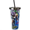 None BEETLEJUICE GLITTER ACRYLIC CUP WITH STRAW