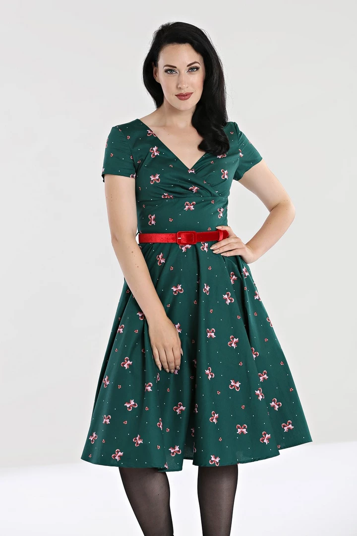 HELL BUNNY BETH 50'S DRESS GREEN Apparel