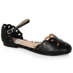 Bettie Page Shoes BETTIE PAGE BETSY BUCKLE FLATS BLACK