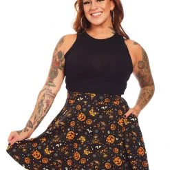 SOURPUSS CLASSIC HALLOWEEN SKATER SKIRT BLACK