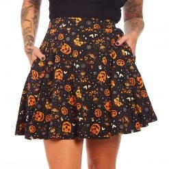 SOURPUSS CLASSIC HALLOWEEN SKATER SKIRT BLACK