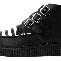 T.U.K. BLACK & WHITE STRIPE 3 BUCKLE POINTED BOOT Footwear