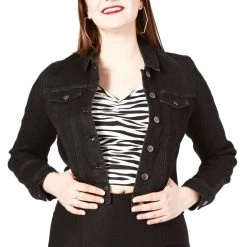 SOURPUSS ESSENTIAL STRETCH DENIM JACKET BLACK