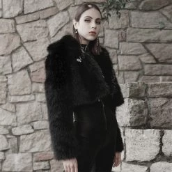PunkRave Apparel PUNK RAVE FAUX FUR SHORT COAT