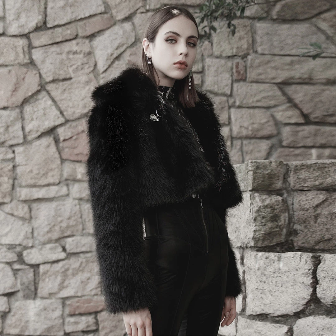 PunkRave Apparel PUNK RAVE FAUX FUR SHORT COAT