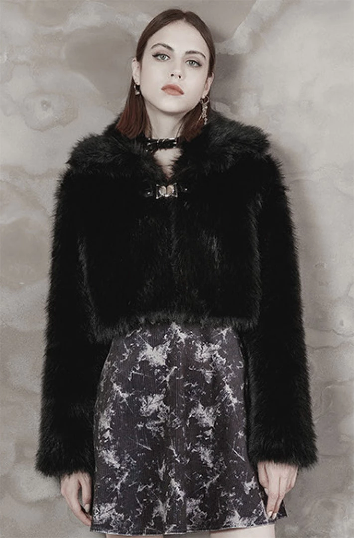 PunkRave Apparel PUNK RAVE FAUX FUR SHORT COAT