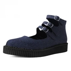 Footwear T.U.K. 3-STRAP POINTED MARY JANE BLACK GLITTER