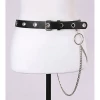None What's New GROMMET BELT WITH HIP CHAIN BLACK