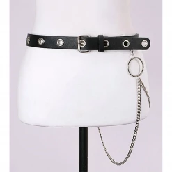None What's New GROMMET BELT WITH HIP CHAIN BLACK