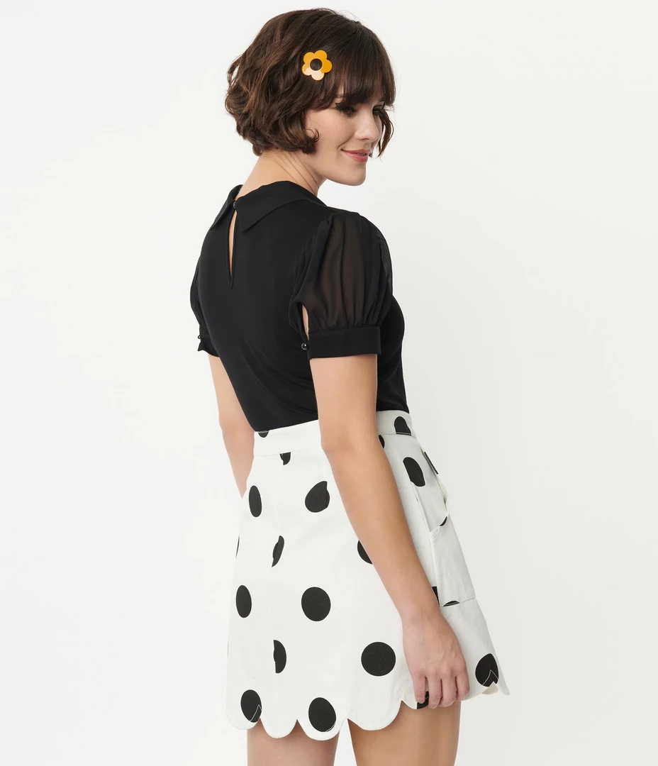 SMAK PARLOUR BLACK KNIT TOP W/ CHIFFON CONTRAST