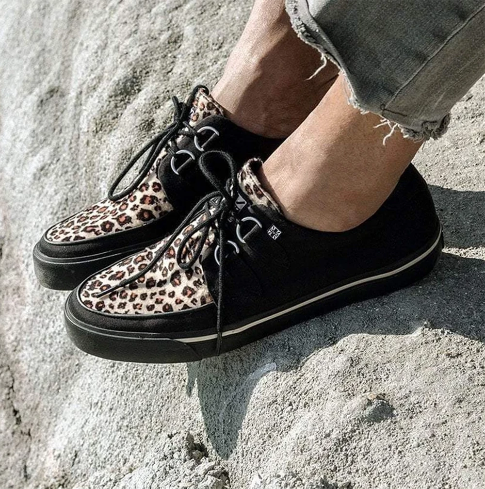 Footwear T.U.K. BLACK & LEOPARD VEGAN VLK SNEAKER