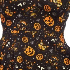 SOURPUSS CLASSIC HALLOWEEN 3/4 SLEEVE SKATER DRESS BLACK