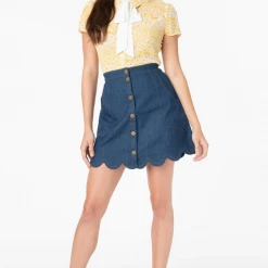 Apparel SMAK PARLOUR BLUE DENIM CAMPUS MINI SKIRT