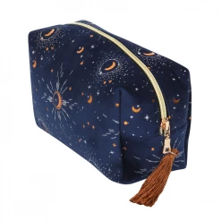 None Lifestyle BLUE CRESCENT MOON TASSELED MAKE UP BAG