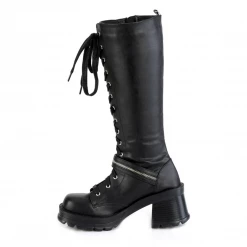 DEMONIA BRATTY LACE UP/ZIPPER KNEE HIGH BOOTS Footwear