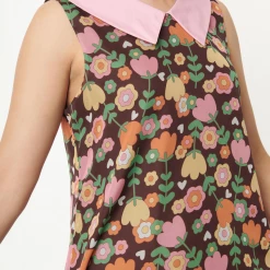 SMAK PARLOUR BROWN & PINK TULIP PRINT MINI DRESS What's New