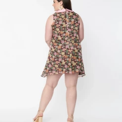 SMAK PARLOUR BROWN & PINK TULIP PRINT MINI DRESS What's New