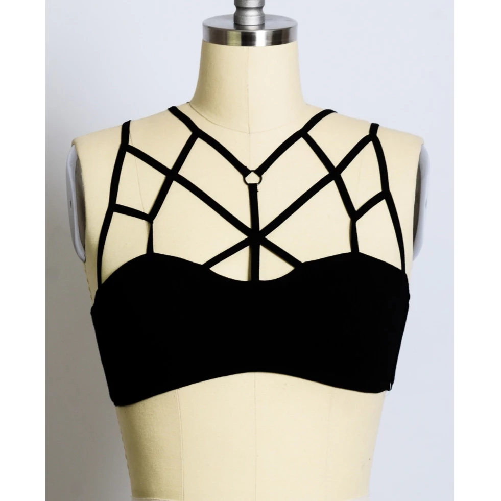 None ASTRAEA CAGE FRONT BRALETTE BLACK Apparel