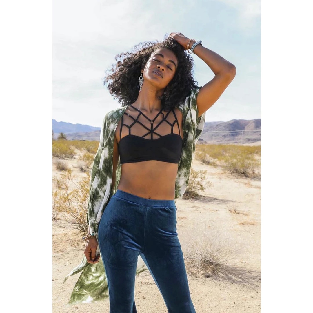 None ASTRAEA CAGE FRONT BRALETTE BLACK Apparel