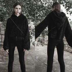 PunkRave PUNK RAVE CAT PAW FLUFFY HOODED PULLOVER Hoodies & Sweatshirts