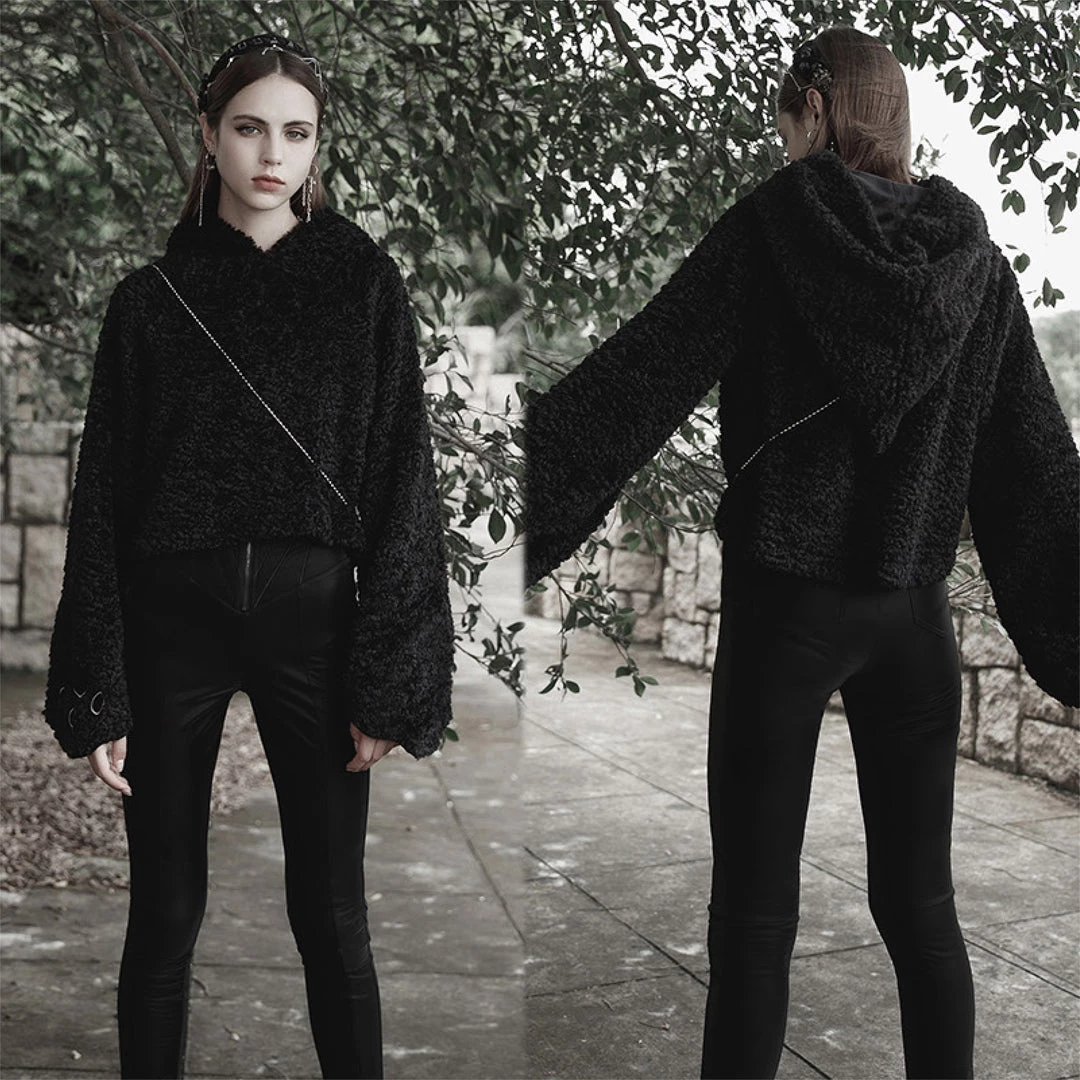 PunkRave PUNK RAVE CAT PAW FLUFFY HOODED PULLOVER Hoodies & Sweatshirts