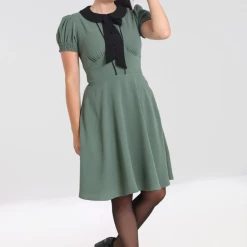 Shop Sour+Plus HELL BUNNY CATHERINE MID DRESS GREEN